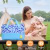 5Pcs Nappy Diaper Bags Set Mummy Diaper Handbags with Diaper Pad Food Bag Bottle Bag Travel Tote Bags For Mom Dad(LightBlue) view 4