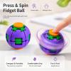 3D Push-and-Spin Stress Relief Ball, Press & Spin Dual Play Fidget Spinner, Transformable Kinetic Desk Toy, Portable Desk Fidget Toy for Office Adults, Perfect Birthday (Orange) view 2