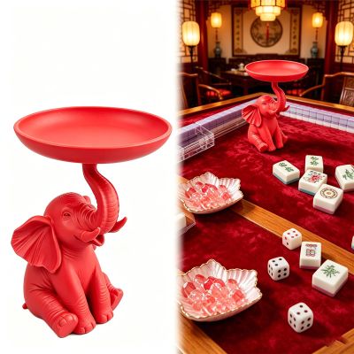 Elephant Mahjong Dice Tray Compatible with American Mahjong Sets Elephant Design Dice Rolling Tray for Tabletop Game Nights, Game Accessory & Gift Idea (Red)