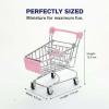 predolo Mini Shopping Cart Grocery Utility Handcart Toy Sturdy Iron Educational Storage Ornament Suitable for Gift Giving Office Display, Pink view 2