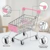 predolo Mini Shopping Cart Grocery Utility Handcart Toy Sturdy Iron Educational Storage Ornament Suitable for Gift Giving Office Display, Pink view 3