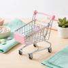 predolo Mini Shopping Cart Grocery Utility Handcart Toy Sturdy Iron Educational Storage Ornament Suitable for Gift Giving Office Display, Pink view 4