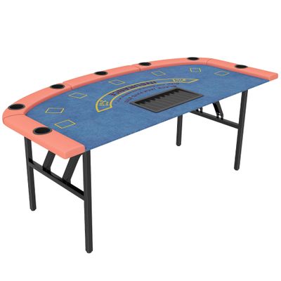 Soozier Poker Table Foldable, 72" Portable, 8 Players, 220 LBS, Blue