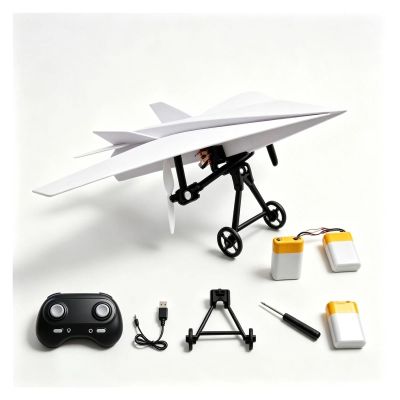 DIY Remote-Control Paper Airplane, Rc Paper Airplane Kit with Gyro Stabilizer, Lightweight Foldable Flying Micro Fixed Wing Drone, Cool Tech Gadgets Gifts(Three Electrics)