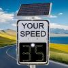 Radar Speed Sign, Solar Powered LED Speed Display Aluminum Traffic Sign with Remote Control, Adjustable Speed Limit, 3-Digit Display view 1