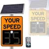 Solar Powered LED Radar Speed Feedback Traffic Warning Display Board, 2-Digit Speed Indicator, Remote Control, IP65 Waterproof, 23.6in x 35.4in for Roads view 1