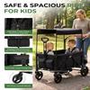 GODECOR Foldable Wagon Stroller for 2-Seat with Canopy & Storage Bag Black view 3