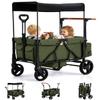 GODECOR Foldable Wagon Stroller for 2-Seat with Canopy & Storage Bag Green view 1