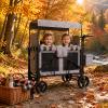 ToysCentral Basics Children Foldable Pram Wagon Enclosed Seating with Canopy Shade Mesh Sides Swivel Wheels Storage Solutions Suitable for Park Walks Outings, Black view 2