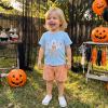 Dobeiokal Baby Boy Halloween Outfit Ghost Embroidery Short Sleeve T Shirt Boo Shirt Plaid Shorts Set Cute My First Halloween Baby Boy Outfit(G-blue ghost,6-12 Months) view 2