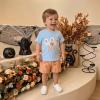 Dobeiokal Baby Boy Halloween Outfit Ghost Embroidery Short Sleeve T Shirt Boo Shirt Plaid Shorts Set Cute My First Halloween Baby Boy Outfit(G-blue ghost,6-12 Months) view 3