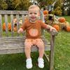 Dobeiokal Toddler Boy Halloween Outfit Pumpkin Embroidery Short Sleeve T Shirt Pumpkin Shirt Plaid Shorts Set Cute Baby Boy Halloween Outfit(G-coffee pumpkin,3-4T) view 3