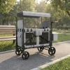 FLCPJGV Children Pram Wagon Two Seat Foldable Design Mesh Side Body Rear Storage Box Padded Back Suitable for Public Park Outings, Black view 3