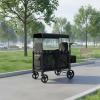 FLCPJGV Children Pram Wagon Two Seat Foldable Design Mesh Side Body Rear Storage Box Padded Back Suitable for Public Park Outings, Black view 4