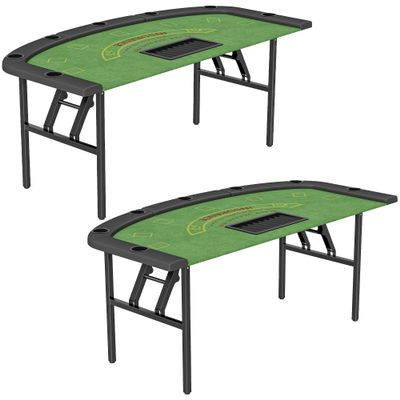Soozier Poker Tables Foldable Set of 2 for 8 Players 220 LBS Capacity Green