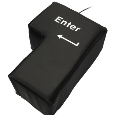 Giant Enter Pillow USB Plug and Play Desk Gadget, Soft Sponge Stress Reliever Cushion, Functional Large Button for Laptop Computer
