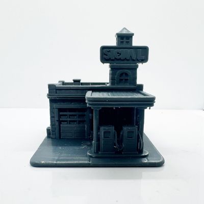 MRY-SFW 1/220 Retro Inspired Gas Station Miniature Model Retro Garage Fuel Pump Scene Figurine