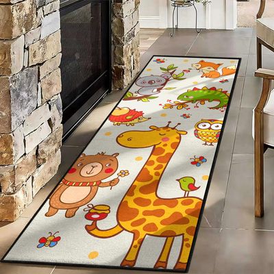 SMXVRC Kids Animal Runner Rug, 4x12ft, Cute Woodland Forest Nursery Hallway Rug, Washable Non Slip Carpet for Playroom Bedroom, Toddler Baby Room Decorative Floor Runner