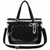 Pin Bag Black Ita Bag, Ita With Clear Window & Japanese Lace Accents, Multi-carry Pin Display, Canvas Kawaii Purse, Black view 1