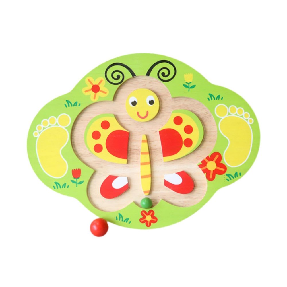 Fonowx Kids Balance Board Wooden Standing Wobble Board Sensory Exercise Balancing Board with Balls Core Training Wooden Construction Suitable for Children, Butterfly