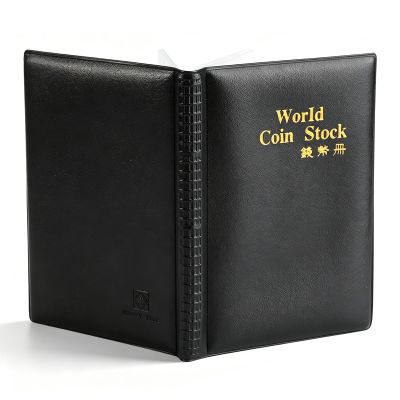 CoinAlbum for Collectors, 120 Pockets 10 Pages WorldCoin Storage Folder Organizer Collecting Holder Book for Pennies, Quarters, Badges, Stamp (Black)