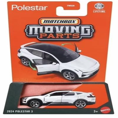 Matchbox Moving Parts 2024 Polestar 3 Die Cast Vehicle, White, 1:64 Scale