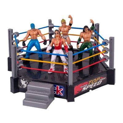 Maqulae Wrestler Authentic Wrestling Ring with Flexible Strings Ropes for Kids Battle Action (Grey)