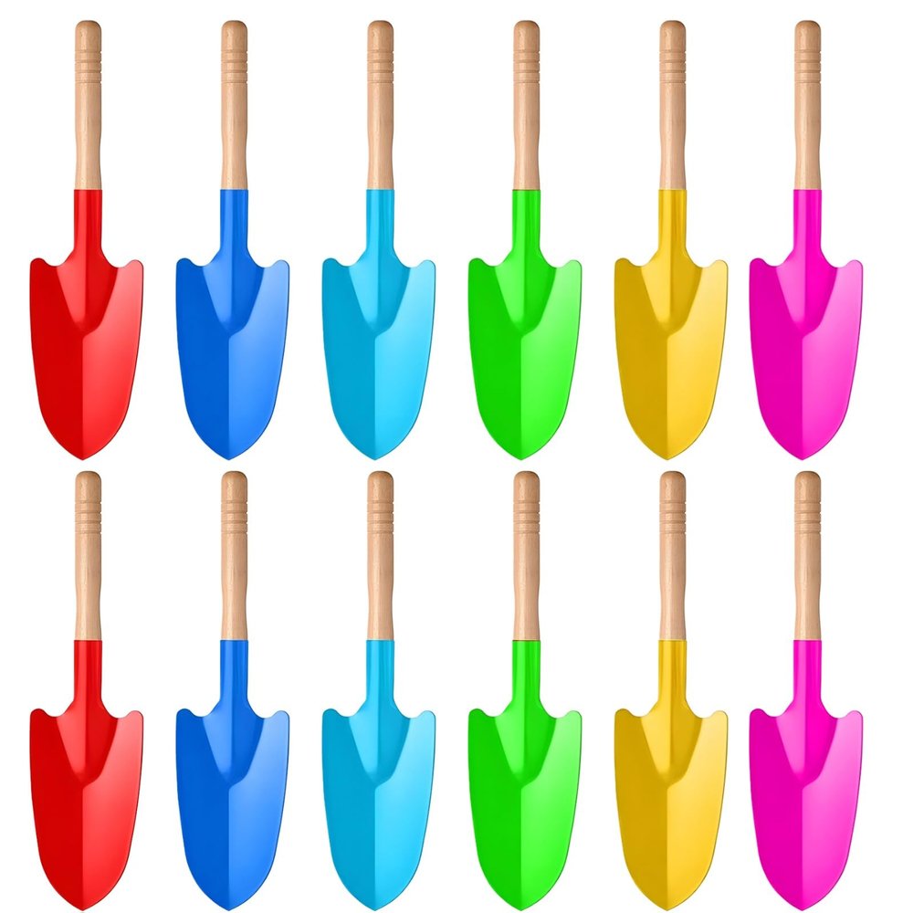 12 Pcs Toy Shovels, Metal Beach Shovels, Gardening Tools, Pointed Iron Shovels, Sand Shovels for Play and Gardening, (Random)
