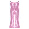 YONGHS Movie Character Bodysuit for Girls Shiny Sequin Bell Bottoms Jumpsuit for Halloween Dress Up Pink 8 Years view 1