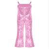 YONGHS Movie Character Bodysuit for Girls Shiny Sequin Bell Bottoms Jumpsuit for Halloween Dress Up Pink 8 Years view 2