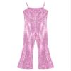 YONGHS Movie Character Bodysuit for Girls Shiny Sequin Bell Bottoms Jumpsuit for Halloween Dress Up Pink 8 Years view 3
