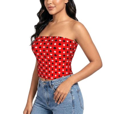 CAIENSO Playing Poker Card Suit Tube Tops for Women