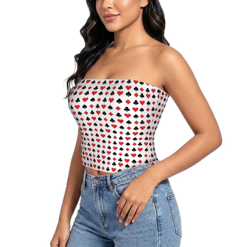 CAIENSO Hearts Spades Poker Casino Tube Tops for Women