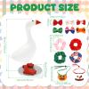 Tcwhniev Mini Desk Goose with 12pcs Outfits, 7in Mini Magnetic Desktop Goose Statue Key Holder with Bow Headband Bib Dress Halloween Accessories for Table Decor view 2