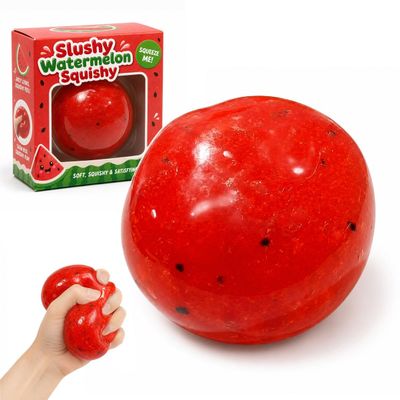 Slushy Watermelon Squishy, 2026 New Soft-Filled Fruit Slush Stress Ball for Adult Anxiety, Realistic Mashed Potato Skin Squeeze Fidget, Shapeable Slow Rising Relaxing Sensory Tool(1pc#)