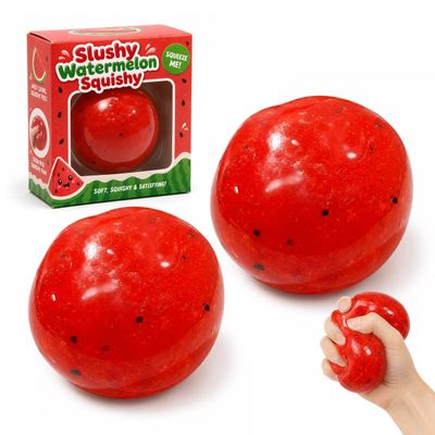Slushy Watermelon Squishy, 2026 New Soft-Filled Fruit Slush Stress Ball for Adult Anxiety, Realistic Mashed Potato Skin Squeeze Fidget, Shapeable Slow Rising Relaxing Sensory Tool(2pcs#)
