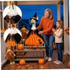 Monwssoe Halloween Gooses Outfit, Pumpkin Style Gooses Outfits Costume with Witch Hat & Cape Halloween Decor, Fits 23 Inch Porch Geese view 2