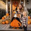 Monwssoe Halloween Gooses Outfit, Pumpkin Style Gooses Outfits Costume with Witch Hat & Cape Halloween Decor, Fits 23 Inch Porch Geese view 4