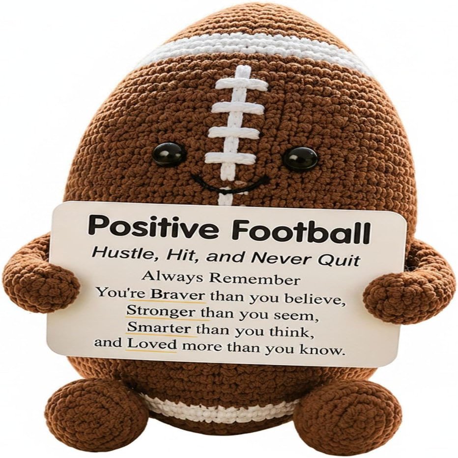 The Ultimate Positive Sports Buddy, Hand-Crocheted Emotional Support Doll Softball Pickleball Football Basketball Tennis Golf Soccer Volleyball for Guys, with Message Card (DD)