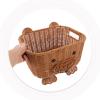 KONTONTY Handmade Rattan Storage Basket with Spacious Capacity and Portable Convenience, Charming Cartoon Design, for Home Decor and Desktop Organization, Cute Small Woven Basket for Snacks view 3