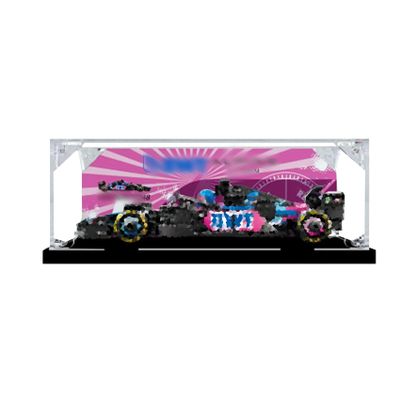 Dustproof Acrylic Display Case for Le-go 77248 Racing Car Model -Display Box only (StyleA Background 3mm)
