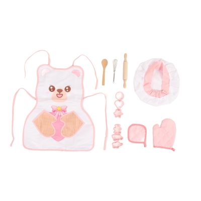 WGFOIP Kids Chef Set Lightweight Comfortable Educational Toys for Children Cooking Fun, 10 Pieces with Apron, Hat, Gloves, Rolling Pin