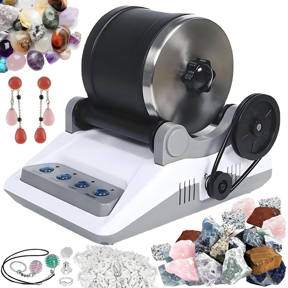 TYBJLXF DIY Stone Polisher with 7 Day Timer Buttons,Detachable Electric Gem Grinder,DIY StoneFor Kids All Ages