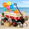 176lb Capacity Wooden-Sided Outdoor Sport Wagon with 10-Inch Inflatable Wheels, Adjustable Handle, Detachable Fence and Red Finish view 3