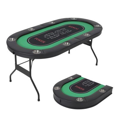 Garvee 8 Player Poker Table Foldable with Deepen Cup Holders & Padded Rails