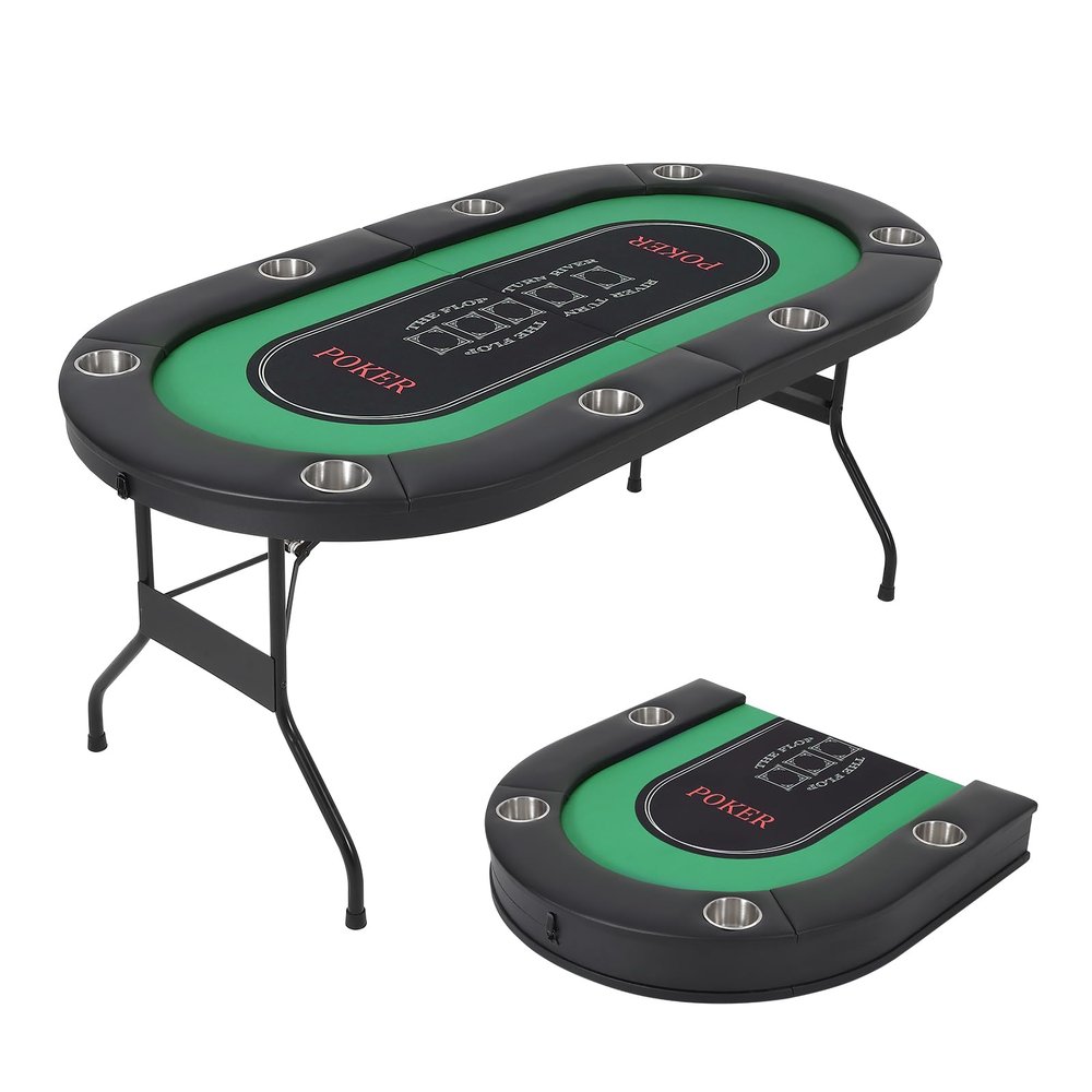 Garvee 8 Player Poker Table Foldable with Deepen Cup Holders & Padded Rails