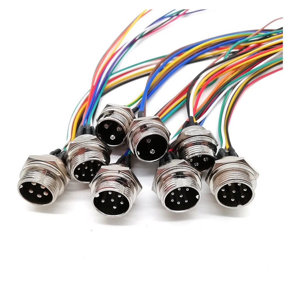 Compatible with GX12 GX16 Butt Joint 2/3/4/5/6/7/8/9/10 Pins Waterproof Aviation Plug Socket Connector with 18cm Wire Cable Air (Color : Silver, Size GX16_Male Insert_5P)