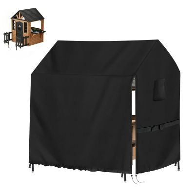 Onlyme Outdoor Playhouse Cover for Kids,Heavy Duty Oxford Fabric Sun Protection Cover for Outside Playhouse, Easy On with Side Zipper, 52 x 63 x 63 Inches (Black)