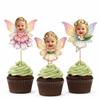 Custom Angel Fairy Baby Banner with Girl Face, Flower & Leaf Cupcake Topper view 2