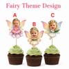 Custom Angel Fairy Baby Banner with Girl Face, Flower & Leaf Cupcake Topper view 3
